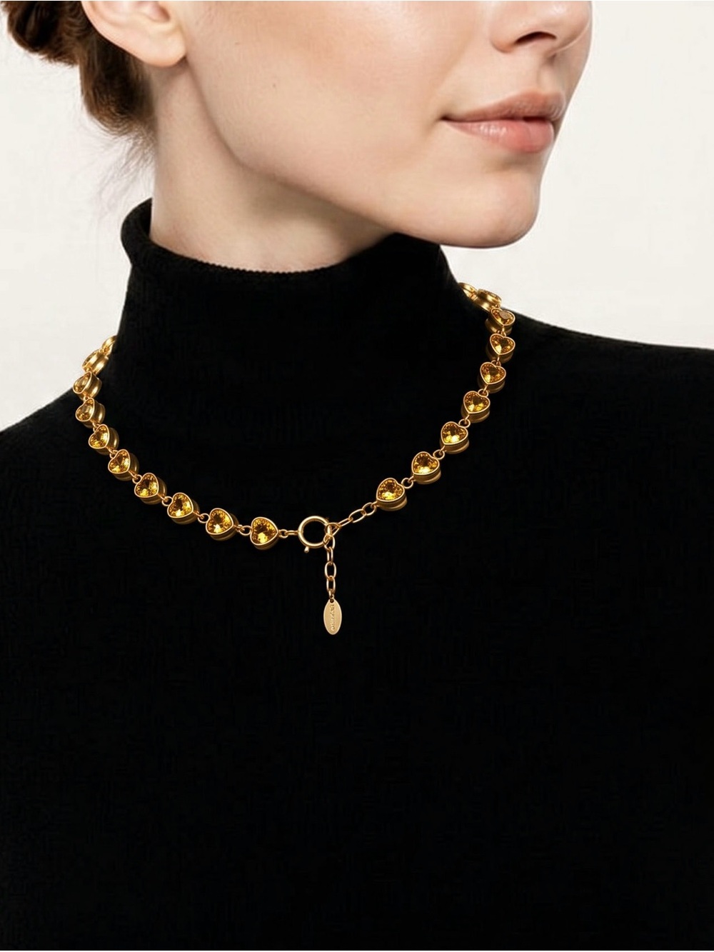 Catwalk Jon Gold Citrine Heart Link Necklace and bracelet set - Picture 1 of 8